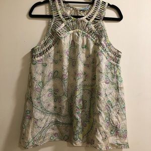 Leifnotes sleeveless paisley print silky top with cut out design | Large